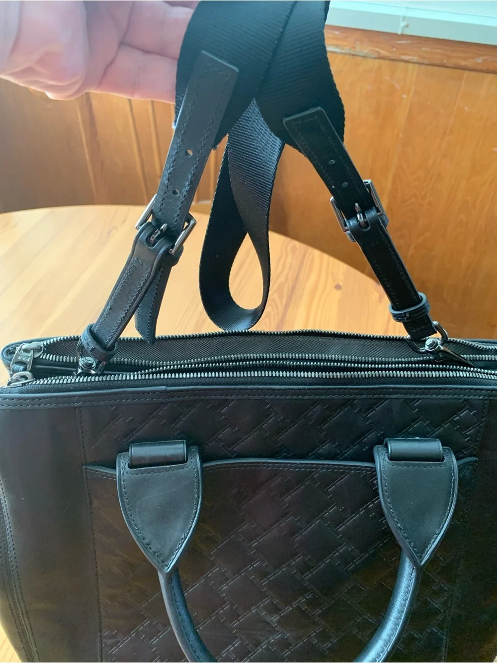 Tumi Black Quilted Leather Laptop Bag
